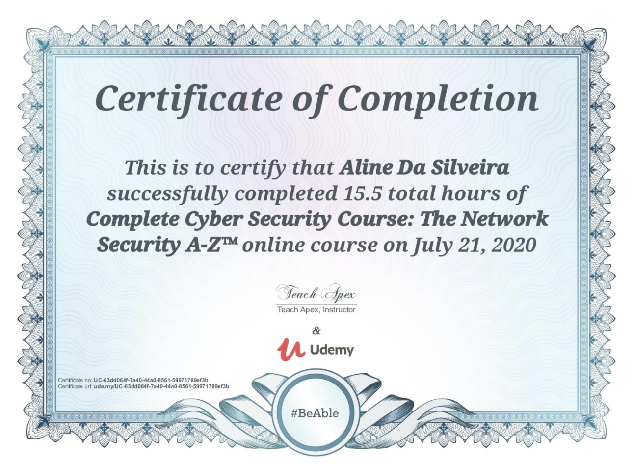 Certificado Complete Cyber Security Course: The Network Security A-Z